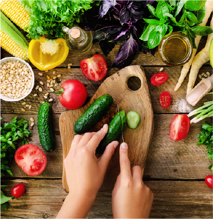 Woman with fresh vegetables
